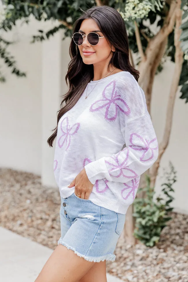 You Mean Everything Purple Butterfly Print Sweater  FINAL SALE