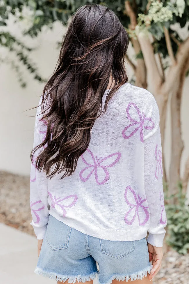You Mean Everything Purple Butterfly Print Sweater  FINAL SALE